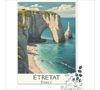 Étretat Cliffside Art Print Puzzles 1000 pièces | puzzle pour une soirée calme un passe temps paisible pour un moment de tranquillité seul à la maison le soir en douceur
