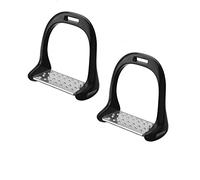 Étriers d'équitation, étriers de selle en acier inoxydable, étriers d'équitation antidérapants, selle en aluminium avec peinture, pour l'entraînement de saut d'obstacles (Noir)