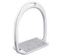 Étriers équitation aluminium classique plancher incliné avec pointes inox Alfa Jump Argenté L
