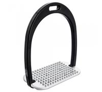 Étriers équitation aluminium classique plancher incliné avec pointes inox Alfa Jump Noir L