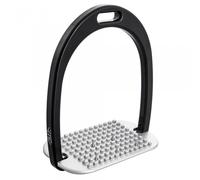 Étriers équitation aluminium classique plancher incliné avec pointes inox enfant Alfa Jump Noir M