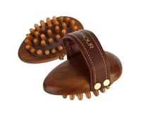 Étrille de massage - étrille cheval en bois avec picots en bois et coussin en caoutchouc souple | Massage efficace, stimulation de la circulation, soin bien-être pour chevaux