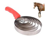 Etrille Métallique Ronde Poignée Soft, Étrille À Ressort Pour Chevaux À 6 Anneaux, Peigne De Curry , Brosse Pour Fourrure Excrétion, Pour Moutons, Chevaux, Vaches, 26x13,5 Cm