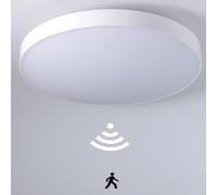 Etrogo LED plafonnier avec détecteur de mouvement radar et capteur, auto on/off, 3 distance de détection réglable, Froid Blanc 6000K 18W 1800lm - (Rond - 30cm)