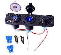 Etrogo Panneau de Commutateur 3 en 1 étanche avec Chargeur Rapide USB QC3.0 et Prise Allume -cigare Type C Voltmètre LED et Interrupteur ON/OFF