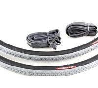 ETRTO 25-540/541 Lot de 2 pneus haute pression 24 x 1 pour fauteuil roulant jusqu'à 7,5 bar (600 x 25 A) Gris/noir Profil bloc Super HP + Long Wear avec chambres à air
