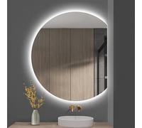 ETRYOX Miroir de Salle de Bain Demi Lune, Anti-buée/dimmable/lumière 3 Couleurs/Miroir de Décoration Murale Intelligente, Clarté HD, Miroir de Maquillage Rétroéclairé 70x63cm(Right Cut,80x72cm)