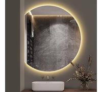 ETRYOX Miroir de Salle de Bain Demi Lune, Anti-buée/dimmable/lumière 3 Couleurs/Miroir de Décoration Murale Intelligente, Clarté HD, Miroir de Maquillage Rétroéclairé 70x63cm(Left Cut,80x72cm)