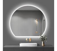 ETRYOX Miroir de Salle de Bain Demi Lune, Anti-buée/dimmable/lumière 3 Couleurs/Miroir de Décoration Murale Intelligente, Clarté HD, Miroir de Maquillage Rétroéclairé 70x63cm(Under Cut,60x54cm)