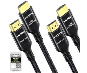 Etseinri Câble HDMI 2.1 2M Lot de 2, Certifié 10K 8K 4K Câble HDMI® Ultra Haute Vitesse 4K 240Hz 165Hz 120Hz 8K 60Hz 48Gbps HDCP 2.3 Atmos Vision eARC HDR TV PC Monitor Projecteur