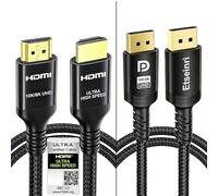 Etseinri Certifié 10K 8K 4K Câble HDMI 2.1 2M & Câble DisplayPort 1.4 2M, Prend en Charge 8K@60Hz 4K@120Hz, Haute Vitesse 48Gbps & 32.4Gbps, Pour Écran Gaming, PC, PS5, Xbox, GPU RTX