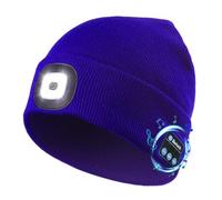 Etsfmoa Bonnet lumineux Bluetooth unisexe avec 4 LED rechargeables par USB - Cadeau pour homme, père, mari, petit ami, femme, adolescent, garçon, bleu, Taille unique