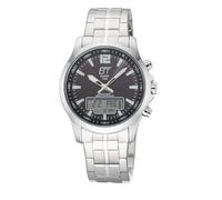 ETT Eco Tech Time EGA-11715-21M Montre solaire radio-pilotée analogique pour homme avec date numérique et bracelet en cuir