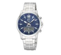 ETT Eco Tech Time EGA-11716-31M Montre solaire radio-pilotée analogique pour homme avec date numérique et bracelet en acier inoxydable