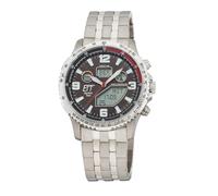 ETT Eco Tech Time EGT-11720-22M Montre solaire radio-pilotée analogique pour homme avec date numérique et bracelet en titane