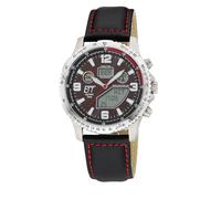 ETT Eco Tech Time Montre analogique radio solaire EGT-11718-22L pour homme avec bracelet en cuir