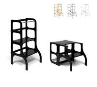 Ette Tete STEP'n'Sit® • Tour d'apprentissage • Convertible 2 en 1 (avec fermoirs Noirs, Noir)