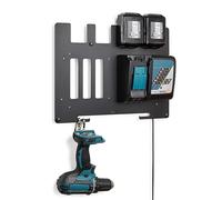 etterr • Support métallique mural pour batteries et chargeurs Makita 18 V LXT • Compatible avec DC18RC et DC18RD • Station de charge • Panneau d'outils et crochet de perceuse