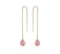 Ettika Boucles d'oreilles Threader. Boucles d'oreilles en or 18 carats ou rhodié, chaîne Barely There et boucles d'oreilles en cristal CZ Bijoux, One Size, Laiton, Zircone cubique