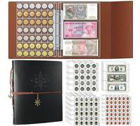 Ettonsun Livre de collection de pièces de monnaie à 398 poches, fournitures de collection de pièces, livres de collection de pièces, 12 billets et 386 pièces de collection de pièces de monnaie, album