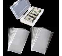 Ettonsun Lot de 200 pochettes épaisses pour billets de banque avec étui de rangement en plastique transparent