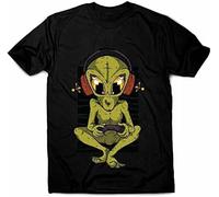 ETTUWSDFV Alien Gamer - Men's Funny t-Shirt Black Manches Courtes(Medium)