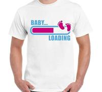 ETTUWSDFV Baby Loading Pregnant - Unisex White Men White t Shirt Women - Parody Funny Nerd Kitsch Manches Courtes(Small)