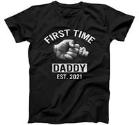 ETTUWSDFV First Time Daddy T-Shirt for New Dad 2021 Also in Plus Black Manches Courtes(3X-Large)