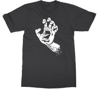 ETTUWSDFV Hand Scream Skateboarding Men's Mens Women T Shirt 100% Cotton Black Manches Courtes(Large)