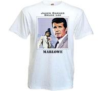 ETTUWSDFV Marlowe v4 James Garner T-Shirt Movie Poster White. Manches Courtes(X-Large)