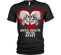ETTUWSDFV Men's Until Death Do Us Apart Mens Women T Shirt 100% Cotton S to Plus Size Skull Heart Manches Courtes(Large)