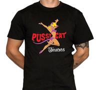 ETTUWSDFV Pussycat Theatre T Shirt Defunct Adult Theater Chain 100% Cotton Brand Shirts Manches Courtes(X-Large)