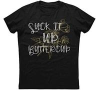 ETTUWSDFV Suck It Up Buttercup Funny Saying Quote Womens Short Sleeve Cotton Black T-Shirt Black Manches Courtes(Large)