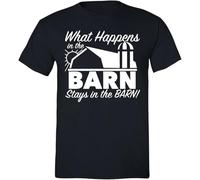 ETTUWSDFV What Happens in The Barn Stays in The Barn Men's Women T-Shirt Vegas Farm tshirWhite Yellow Black Red Mens Women T Shirt 100% Cottonblack Manches Courtes(Medium)