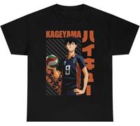 ETTUWSDFV YOUXI Haikyuu !! Tobio Kageyama Essential Men's T-Shirt Black Manches Courtes(Medium)