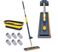 ETUCYNG Balai plat pour sol - Grattoir pour sol - Grand balai plat avec long manche pour bois dur, carrelage, tapis, salle de bain, garage, appartement, dortoir, maison, salon, chambre à coucher