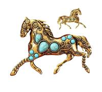 ETUCYNG Broches En Forme D'Animaux | Bijou Rétro et Élégant avec des Perles Bleues en Forme de Cheval,Broches Animales,pour Châle Sac Écharpe Robe Chapeau Pull