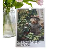 ETUCYNG Calendrier 2026 - Calendrier mural mensuel avec animaux - Planificateur mensuel 2026 avec chats mignons - Œuvres d'art pour la maison, le bureau, la décoration scolaire