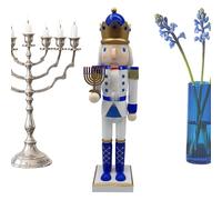 ETUCYNG Figurines Casse-Noisette en Bois - Soldat Casse-Noisette Hanoukka Jouet en Bois,Statue Collection Blanche et Bleue pour Table Étagère Fenêtre