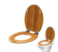 ETUCYNG Housse de toilette 37 x 42,5 cm avec fermeture amortie - En bois résistant - Facile à nettoyer - Anti-pincement - Charnières en acier inoxydable - Facile à nettoyer