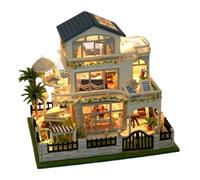 ETUCYNG Kit de Construction de Maison Miniature - Kit de Bricolage 3D en Bois pour Petite Villa avec LED - Décoration de Chambre - Jeu de rôle - Jouet pour Famille, Adolescents, Filles