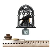 ETUCYNG Lampe Corbeau - Lampe d'Oiseau Gothique pour la Décoration d'Halloween,Figurine Lumineuse en Résine, Bougeoir Décoratif pour Intérieur Entrée Bureau Chambre Salon Studio Jardin Extérieur