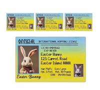 ETUCYNG Licence de lapin de Pâques - Décoration de lapin de Pâques - 4 cartes de lapin - Décoration de Pâques - Permis de conduire - Carte de lapin pour étagères
