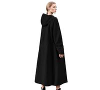 ETUCYNG Long Manteau de Pluie en Tissu Oxford léger et Respirant, Poncho Coupe-Vent à Capuche avec Poches pour randonnée, Camping, Plein air, Noir, XL