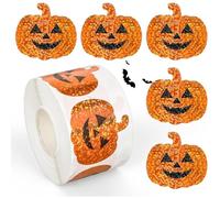 ETUCYNG Lot de 500 autocollants décoratifs pour Halloween, motif citrouille, holographique, accessoires pour peinture, sculpture, décoration, jeux, activités, salle de classe pour adolescents, adultes