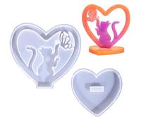 ETUCYNG Moule en résine en forme de cœur, moules en silicone - Moules en résine époxy - Dessous de verre en résine époxy - Présentoir d'ornement - Ornement d'amour des animaux de compagnie - Moule en