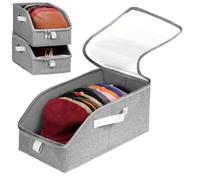 ETUCYNG Organiseur de chapeaux pour casquettes de baseball, grandes boîtes empilables avec couvercle à fenêtre transparente | Rangement de chapeaux de baseball | Pour livres, écharpes, étagère, voyage