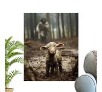 ETUCYNG Poster de Jésus et d'agneau - Poster Jésus et animaux - Jésus sauve l'agneau perdu, Jésus marche après l'agneau perdu, art mural religieux Jésus, art mural chrétien sur toile