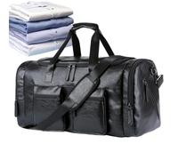 ETUCYNG Sac de voyage pour homme | En cuir PU vintage robuste avec grande capacité - Sac de voyage week-end pour homme - Pour week-end en avion, vacances, affaires - Chaussures père mari, Noir , Voir