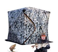 ETUCYNG Tente de pêche sur glace - Cabane et tente de pêche sur glace pliable, chaude, épaisse, portable, grand espace, étanche, deux portes, abri de pêche pour le camping, la pêche en hiver, la pêche